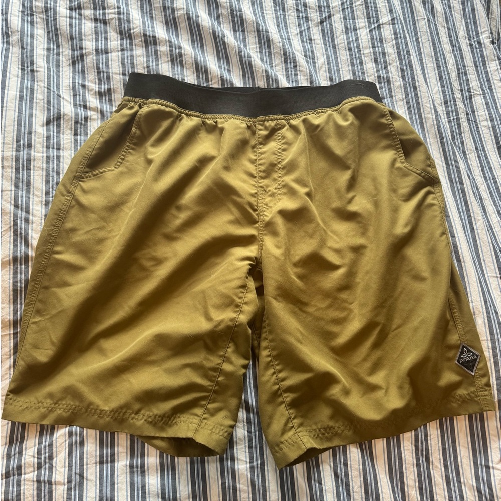 Prana Olive Green Athletic Shorts with Elastic Waistband